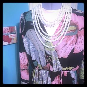 Faux wrap floral dress